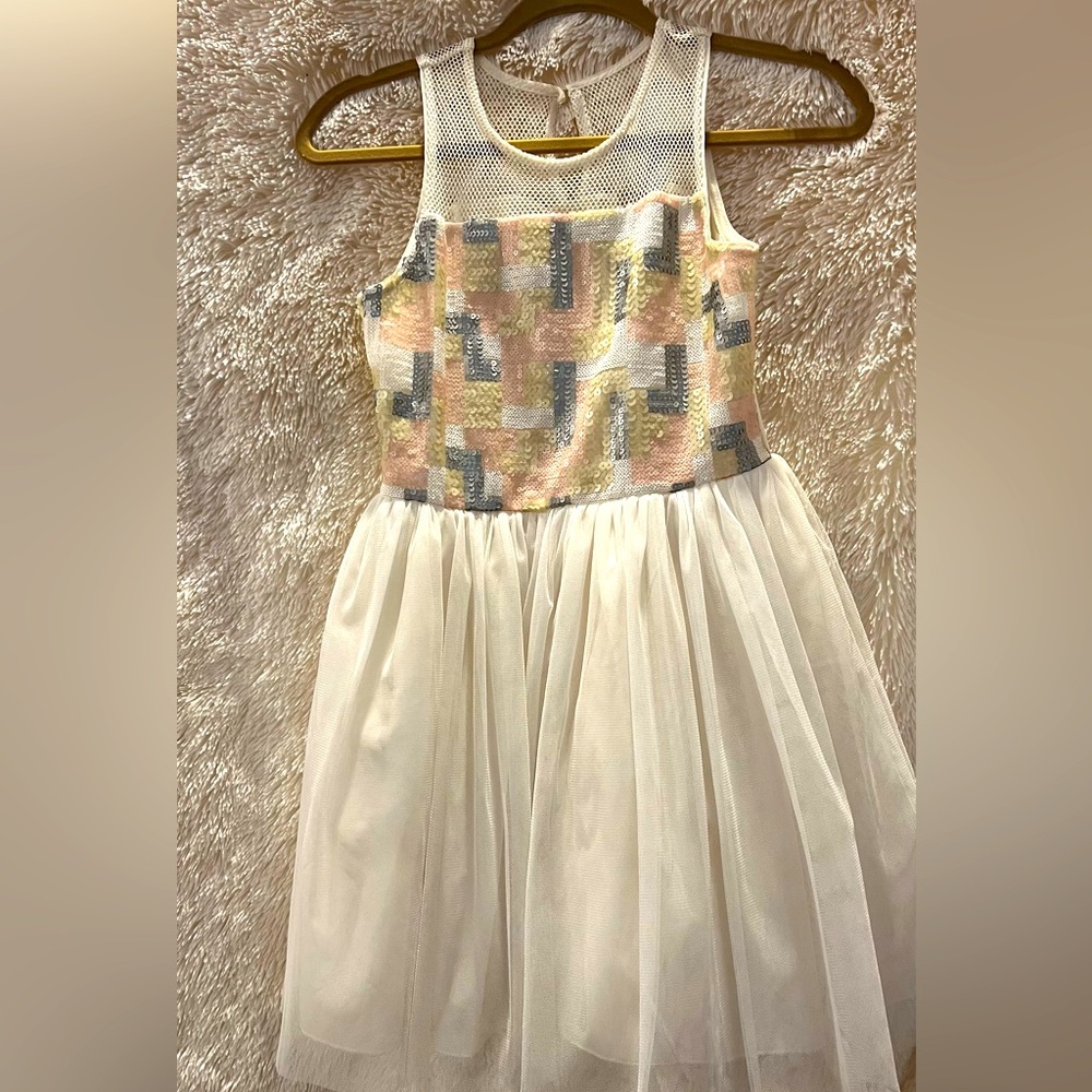 Girls Nanette Lepore size 14 dress with sequence top and tulle bottom.